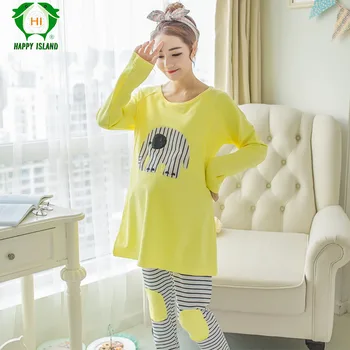 

Spring Autumn Cotton Nursing Maternity Pajamas Set Long Sleeve Tops+Striped Pants Pregnant Women's Sleepwear Nightwear Clothes