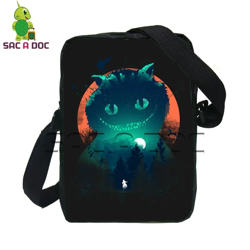 

Cartoon Cheshire Cat Outline Ptinting Crossbody Shoulder Bag Women Men Mini Travel Flap Bags for Kids Boys Girls Messenger Bag
