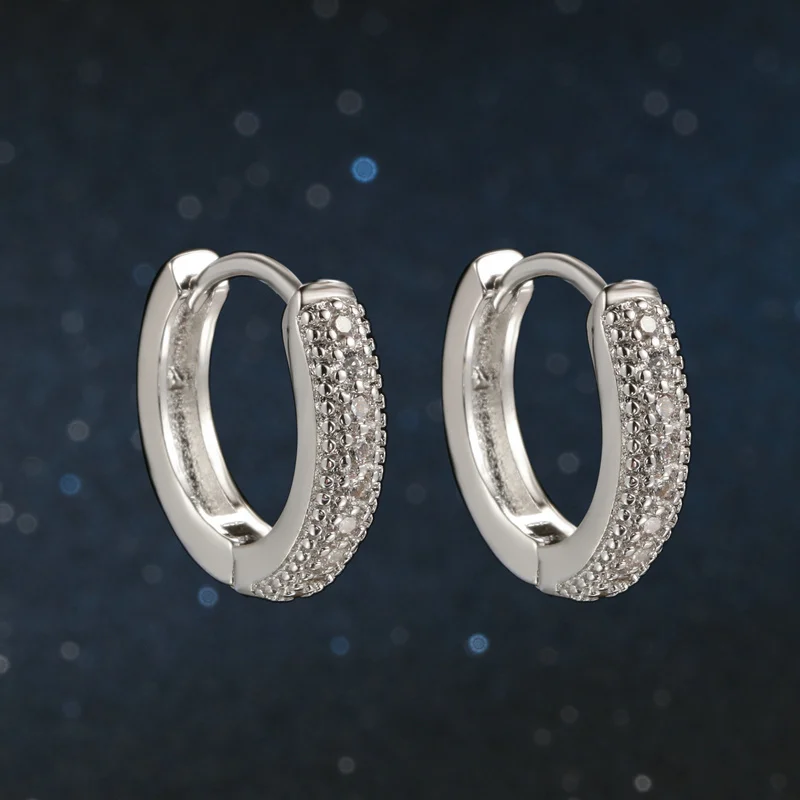 

Luxury Top Quality Silver Color Cubic Zirconia Hoop Earrings Brincos Vintage Wedding Jewelry For Women DFE822