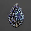 baiduqiandu Assorted Colors Red Coffee Blue and Purple Crystal Rhinestones Flower Leaf Brooch Pins in Antique Gold Color Plated ► Photo 3/6