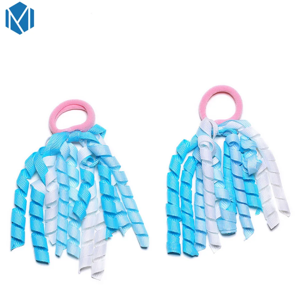 

2 Pcs Girls Hair Elastic Rubber Band Children Kids Gum For Hair Ponytail Holder Colorful Ribbon Waves Roll Hair Hair Accessories