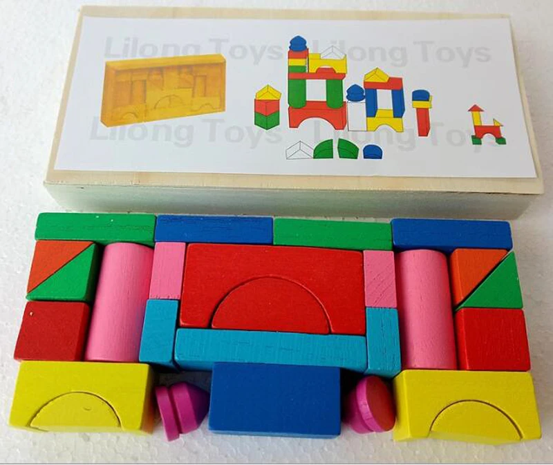 Mini bloques de construcción de madera maciza para niños, piezas, educativos, económicos|Bloques| - AliExpress