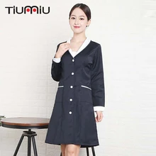 Новое поступление v-образный вырез длинный рукав Женский медицинский Халат форма медсестры, медицинская одежда для скраба Navyblue лабораторный халат одежда для доктора