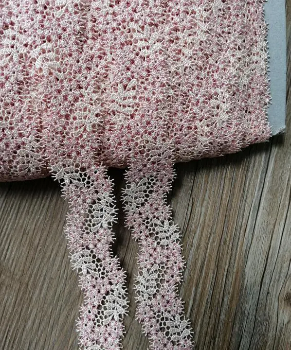 

2 Meters Delicate Pink Flower Lace Trim for Sewing DIY Garment Accessories 2.5cm Width Handmade Lace Decoration Materials Fabric