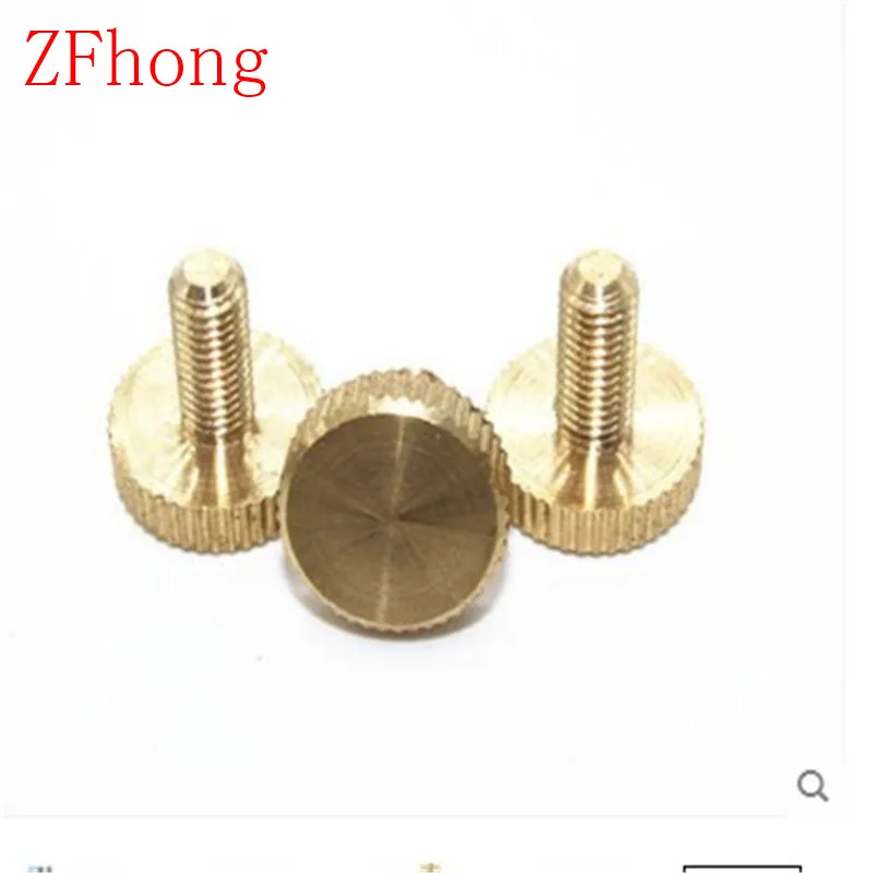 10pcs M4 M5 M6 Brass Handle twist knurled Screws Flat Heads Copper Hand