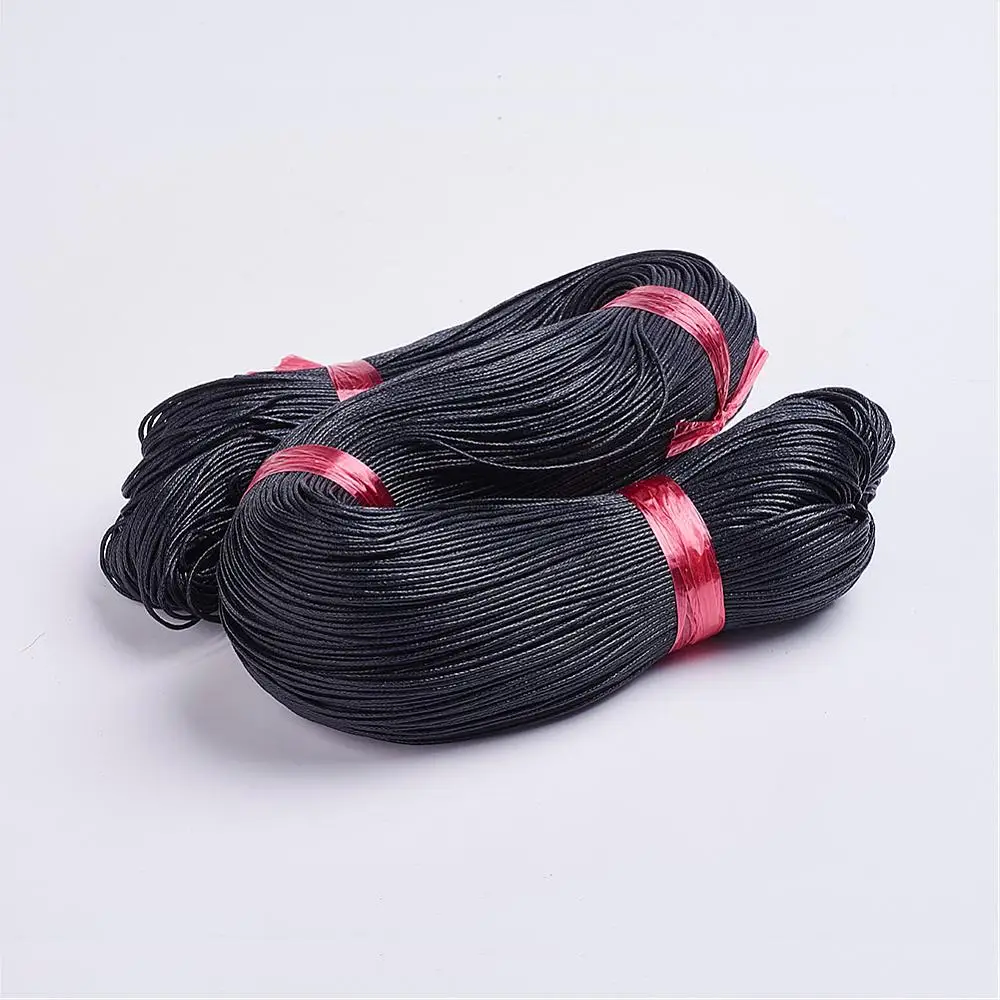0,7-2 мм черный китайский вощеный хлопковый шнур, нить, ремень, проволока, ювелирные изделия, фурнитура для самостоятельного изготовления ювелирных изделий, около 350 м/упаковка