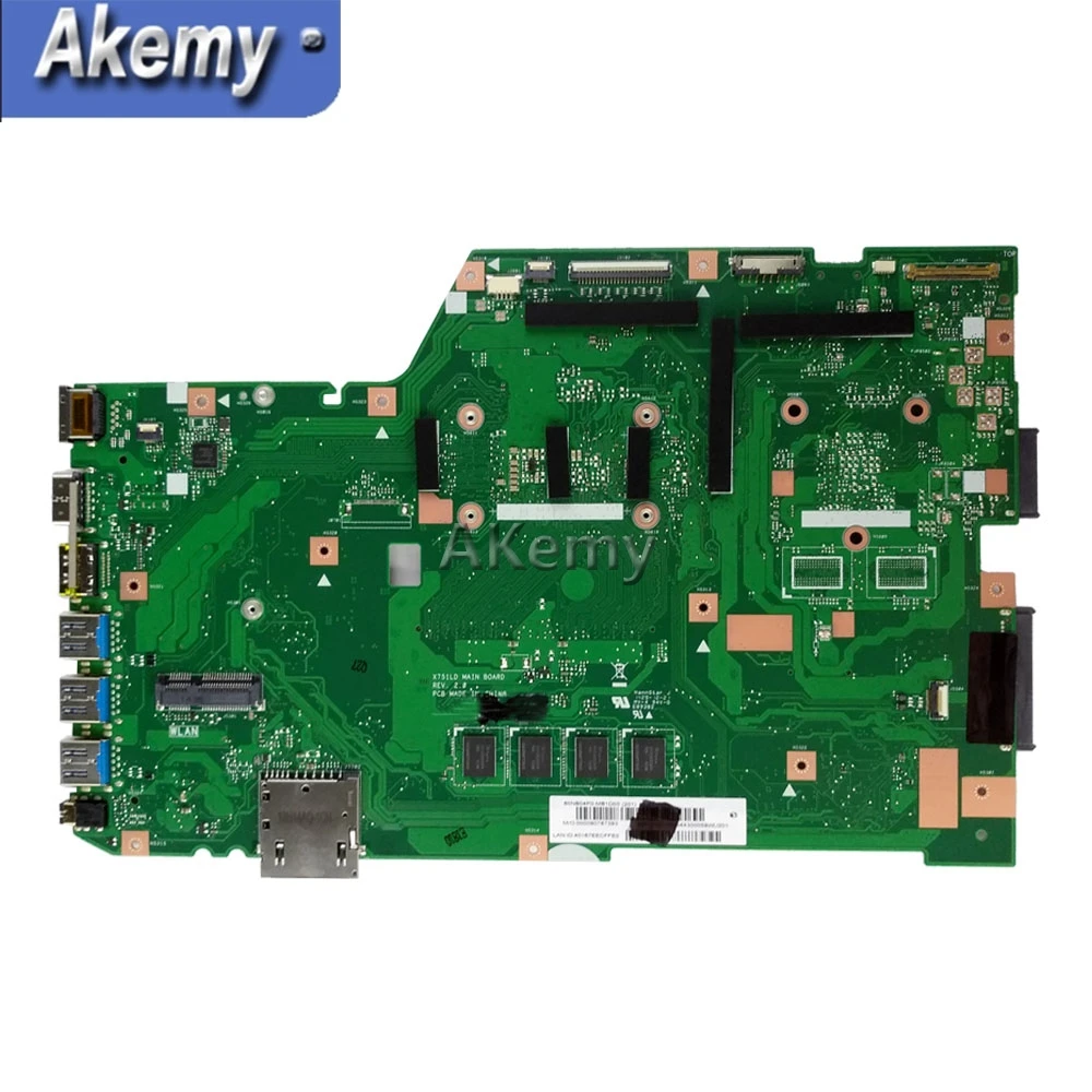 Amazoon X751LA محمول اللوحة الأم ل ASUS X751LA X751LAB X751LD X751L X751 اختبار اللوحة الأصلية 4G RAM I3-4010U