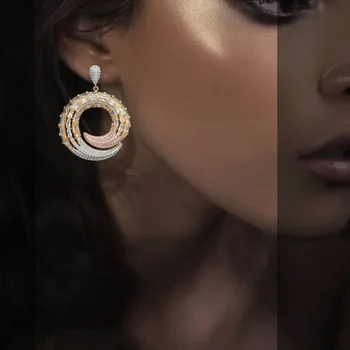 

ModemAngel 50mm Luxury Geometry Super AAA Cubic Zirconia Copper Earring Jewelry For Women Best Friend Gift