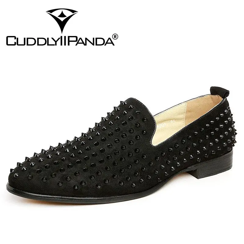 CuddlyIIPanda 2019 Men Fashion Punk Style Shoes New Arrival Spikes Loafers Rivets Casual Dress Flats Male Black Sneaker | Обувь