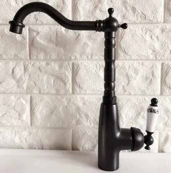 Kitchen Wet Bar Bathroom Vessel Sink Faucet Black Oil Rubbed Bronze One Handle Swivel Spout Mixer Tap Single Hole mnf372 automatic touchless sensor waterfall bathroom sink vessel faucet oil rubbed bronze with hole cover plate