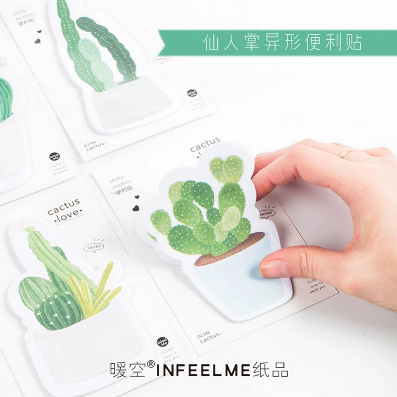 

1 X cute Cactus Love memo pad paper sticky notes post it kawaii stationery papeleria school supplies material escolar