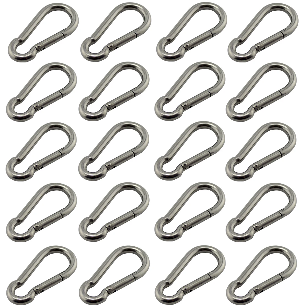 20pcs 8mm STAINLESS STEEL SNAP HOOK CARABINER MOUNTING SHADE SAIL CLIMBING