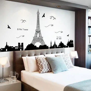 

Paris Eiffel Tower Wall Mural Decal Sticker Paris Large Wall Art Living Room Mural Living Room Dorm and Apartment Decoration