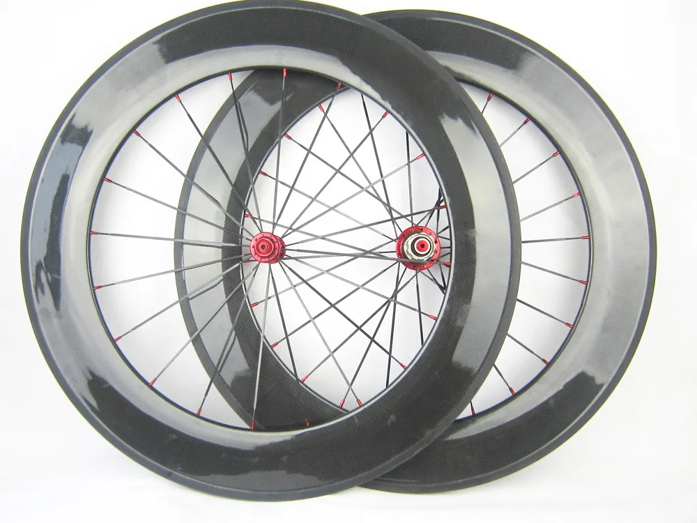 88mm Carbon Clincher Road Bike Wheelset 3K Glossy Finish Matte Accept 23mm Width Rim Cycling