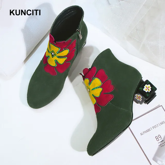 Army Green Stiletto Boots Almond toe Suede Vintage Ankle Booties Army Green Stiletto Boots Almond toe Suede Vintage Ankle Booties