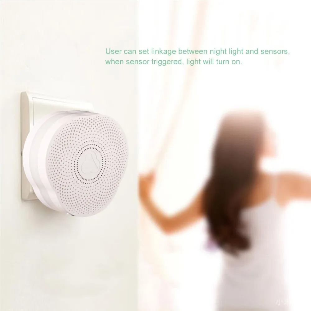 

Doorbell & Night Light Alarm System Built-in Bluetooth 4.0 US Plug Support Door Contact/PIR Motion Sensor Voice Prompt