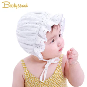 

Princess Newborn Baby Girl Hat Lace Sparkling Star Baby Bonnet Enfant Summer Baby Cap for 0-2 Years White/Coffee