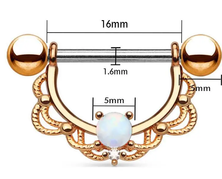 Продукт пара Опаловый камень пирсинг штанги кольцо циркония ниппель щит ювелирные изделия Бар пирсинг ювелирные изделия