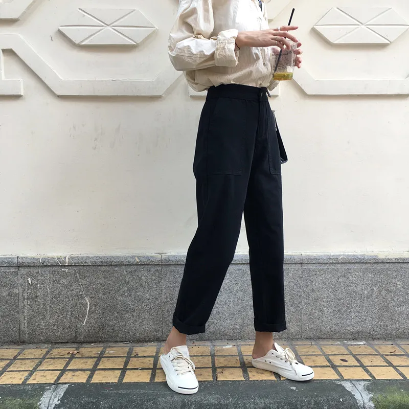 Jeans Women Elastic High Waist Big Pockets Loose Casual Womens Wide Leg Trousers Students Denim Fashion New Style All-match Chic Jeans Women Elastic High Waist Big Pockets Loose Casual Womens Wide Leg Trousers Students Denim Fashion New Style All-match Chic