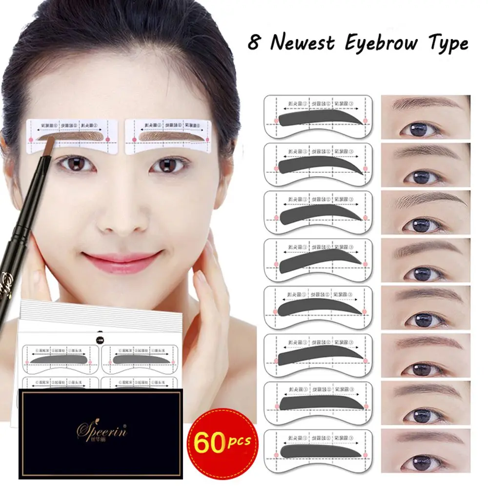 

32 Pairs Professinal Fashion Eyebrow Template Stickers Eye Brow Stencils Drawing Card Stencil Eye Grooming Makeup Tools 8 Types