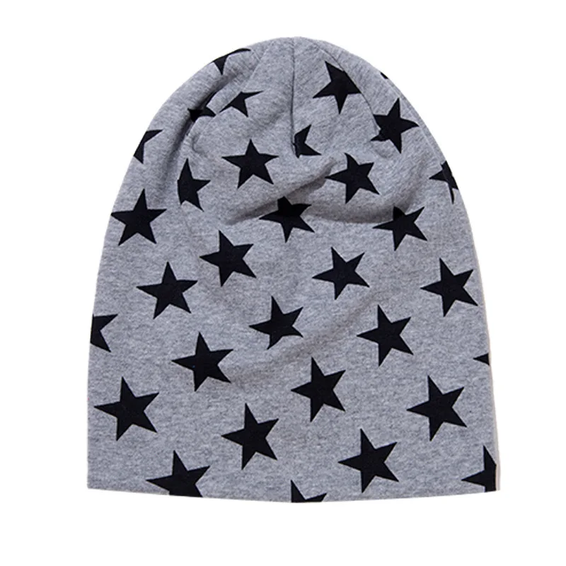 Новая детская шапка в стиле хип-хоп для уличных танцев, детская шапка со звездами, шарф, шапка для мальчиков и девочек, осенне-зимняя вязаная шапка для малышей - Цвет: grey full star