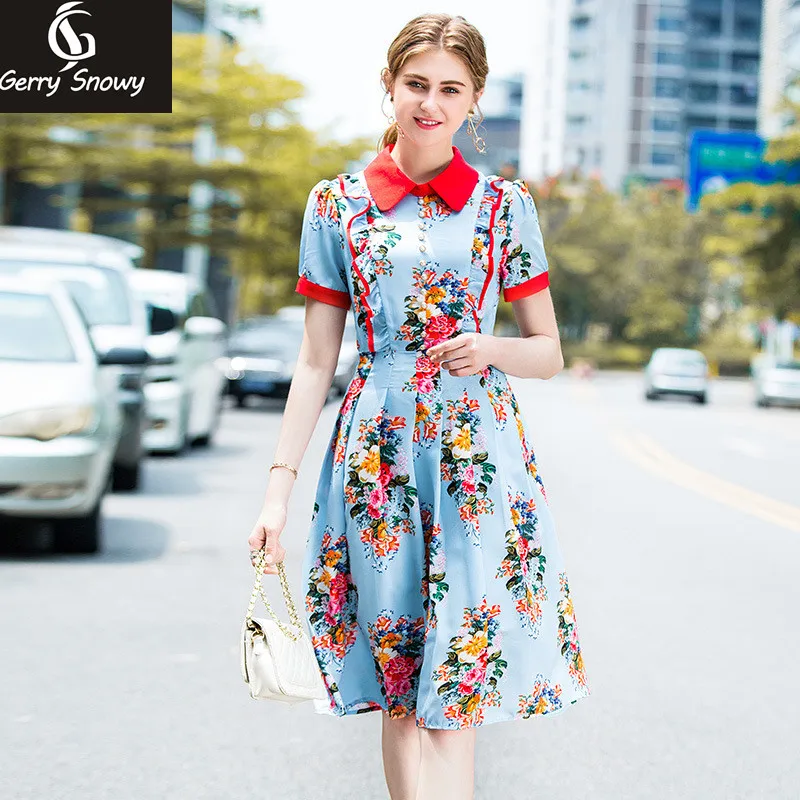 

Dresses brazil 2018 Summer new style Women dress, Polyester Pleated print crash color art dress Free Shipping