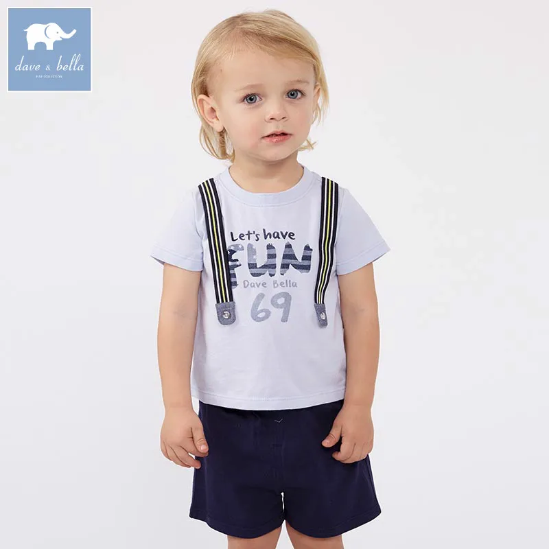

DB7193 dave bella summer baby boys light blue clothing sets children infant toddler suit kid's high quality clothes