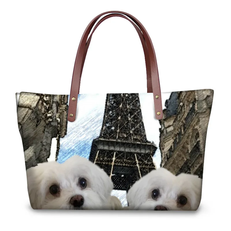 

Women Handbag Cute Maltesedog Print Tote Shoulder Bags Large Cross-body Bag for Ladies Travel Messenger Storage Bag