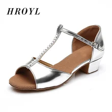 Новое поступление, бальные туфли для латинских танцев для женщин, детей 17-25 см, танго, высокое качество, низкий каблук для женщин, латинские танцевальные туфли