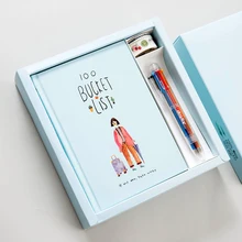 100 ковш-лист блокнот канцелярская Подарочная коробка с блокнотом, шариковая ручка, васи лента милый корейский канцелярский подарочный набор