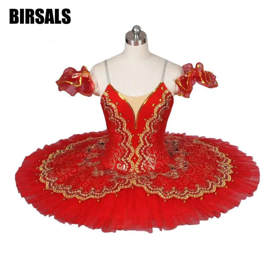 Red Paquita Classical Professional Ballet Tutus Girls Spanish Ballerina Nucracker Platter Stage Costume Kids 8941E