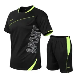 С короткими рукавами шорты спортивная одежда спортивный костюм для мужчин мужские кроссовки костюм для фитнеса быстросохнущие из двух