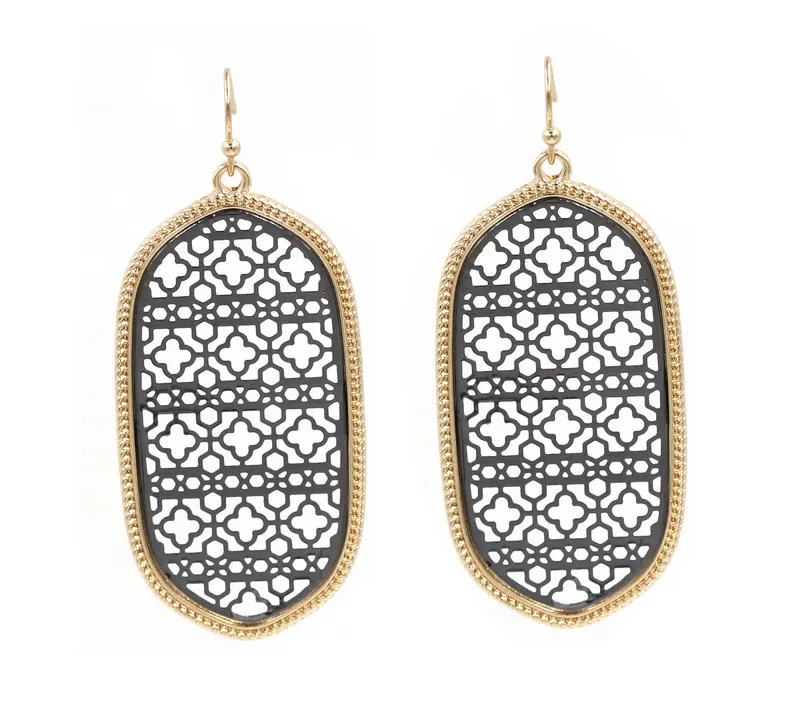 Black Filigree with gold trim--E