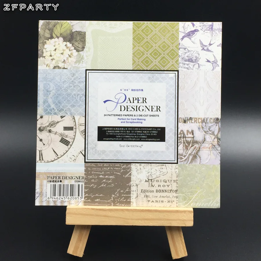 

ZFPARTY 6'' Single-side Printed Retro Pattern Decorative Scrapbooking paper set of 24sheet printed background craft paper