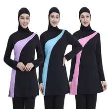 Long Sleeve muslim swimsuit plus size swimwear women muslim swimwear Nylon Burkini Swimming maillot de bain femme musulmane
