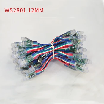 

50PCS WS2801 RGB Full Color LED Pixel Module 12mm Pixel digital adressierbare DC 5V Waterproof IP68 LED String Light Christmas