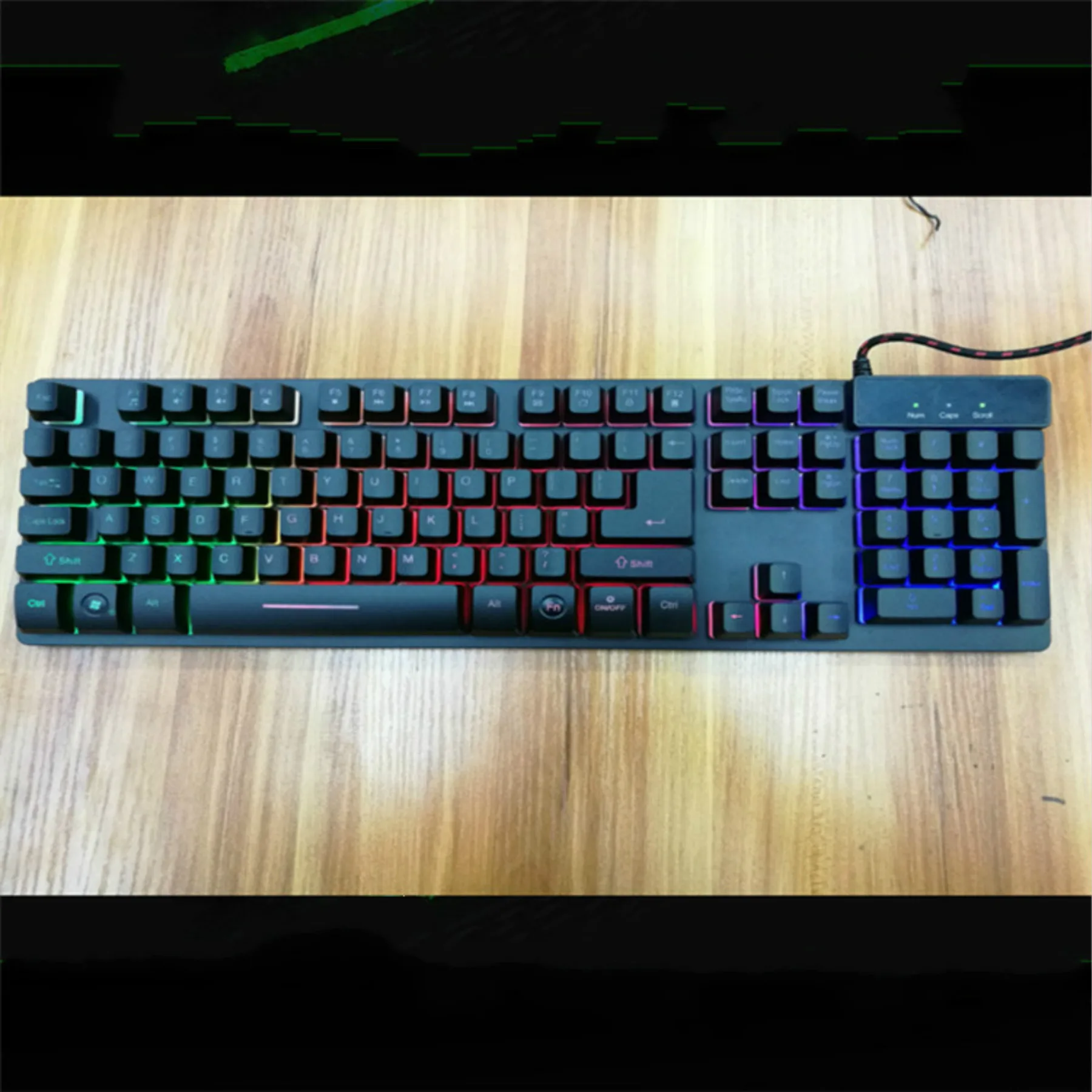 Wired USB Rainbow Backlight Computer Gaming Keyboard Led Backlit