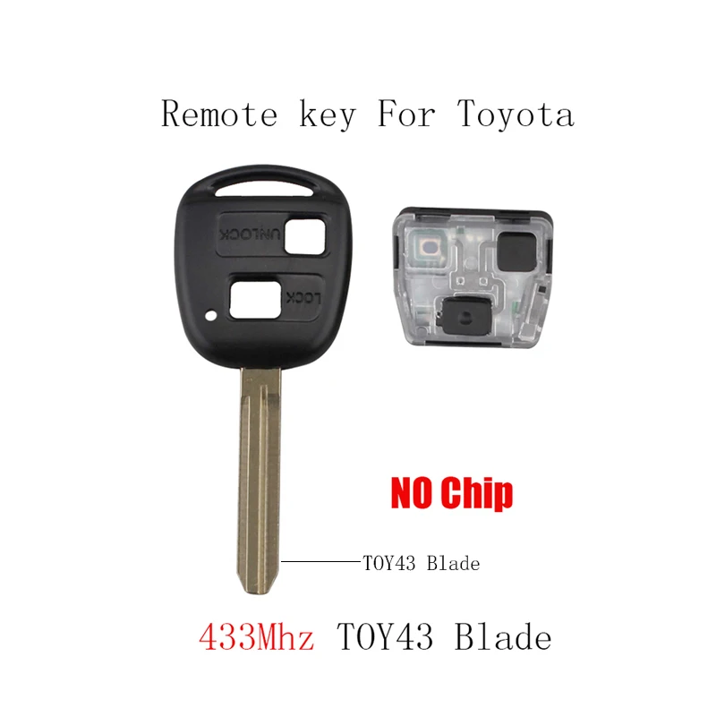 2 кнопки автомобиля Rermtoe ключ для Toyota Camry Prado Corolla 2003-2009 чип транспондера 4C или 4D67 Дополнительный ключ автомобиля - Количество кнопок: No Chip
