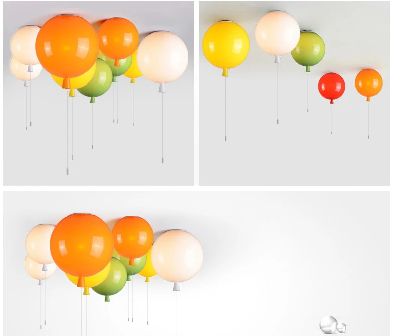 Cores do Miúdo Luminária de Teto Lâmpada do Teto Lâmpadas com Interruptor 6 Moderno Balão Acrílico Home Deco Crianças Quarto E27 2 High Quality ceiling light fixture