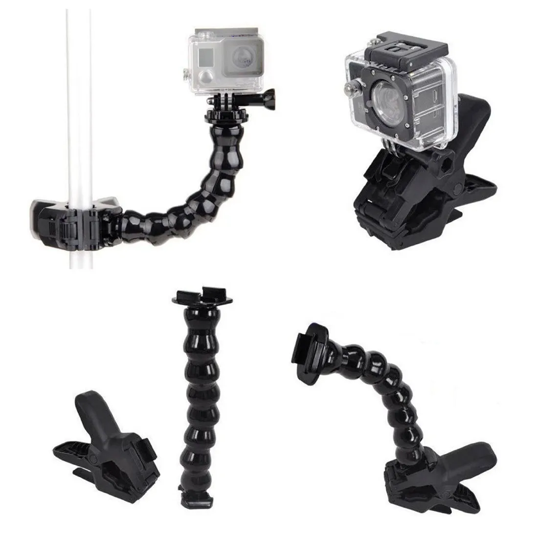 Jaws Flex Clamp Mount+ 8 суставов Регулируемая гусиная шея для Gopro Hero/7/6/5/4/3/2/1/SJ4000/SJ5000 Экшн-камера