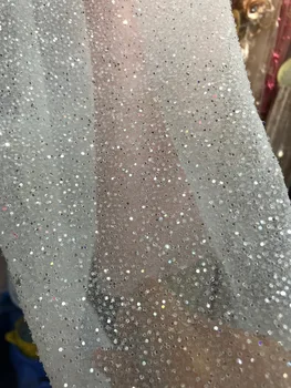 

sparkly 5 yards CiCi-6617 with glued glitters sequins African lace fabric glitter shinny for party dress
