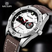 hot men MEGIR 2016 quartz watch leather fashion shows man relogio top brand wristwatch luxury luminous hour male 1063