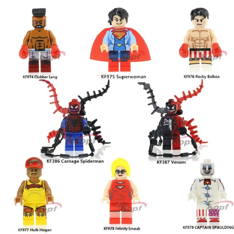 

Building Blocks Super Heroes Venom VS Carnage Spiderman Hulk Hogan Clubber Lang Captain Spaulding Toys for children Model KF8019