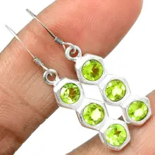 Ручной работы из натуральной перидот серьги, 925 пробы серебряные ювелирные изделия мм, 38 мм, г 4,6 г, AE0257