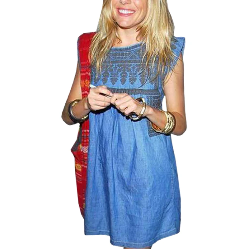

Europe America denim dress 2017 short vestido printed mini dresses short-sleeved clothing vestidos LBD1586