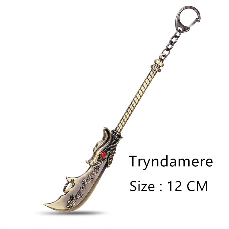 LOL Anime Metal Keychain Jinx Weapon Keychain Action Figures Toys Model Display Stand Knife Holder Zinc Alloy Key Pendent Toys
