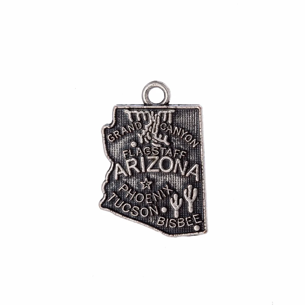 my shape Arizona America State Map Charm Antique Fit For Diy Bracelet