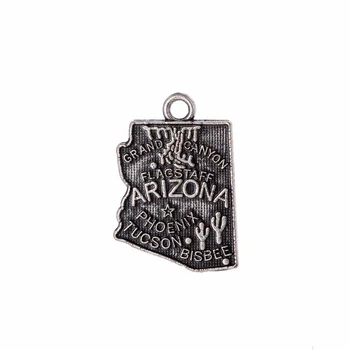 

my shape Arizona America State Map Charm Antique Fit For Diy Bracelet Pendant Jewelry Making 14*20mm 30pcs/Lot