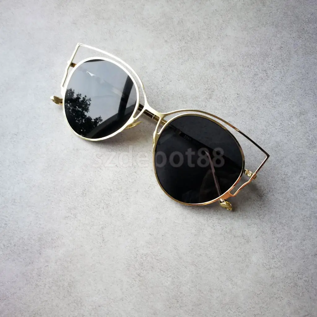 

Women Teen Girls Cat Eye Mirrored Flat Lenses Street Fashion Frame sunglasses women