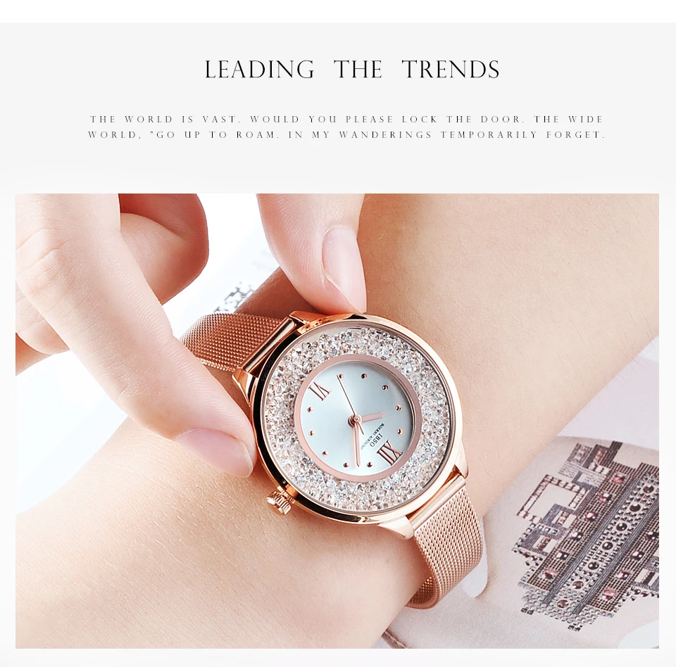 IBSO Брендовые женские модные часы с сетчатым ремешком, женские часы с бриллиантовым кристаллом, часы из розового золота, Montre Femme S8661L